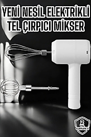 Mikser Çırpıcı Şarjlı Mini Taşınabilir Beyaz Tel Çırpıcı Paslanmaz Çelik