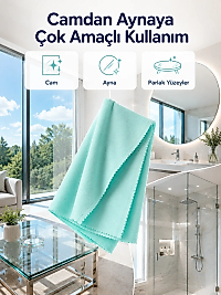 40x60 Mikrofiber Cam Temizlik Bezi İz ve Tüy Bırakmayan Profesyonel Cam Silme Bezi