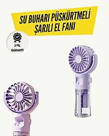 Mini Masaüstü ve El Tipi Buğu Fanı – Su Depolu, Şarj Edilebilir, Nemlendirici Özellikli