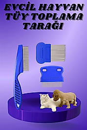Kedi Köpek Tüy Bit Pire Toplayıcı Toplama Temizleme Tarağı Tarak Seti 4'lü Set