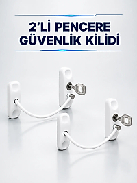 Anahtarlı Pencere Güvenlik Aparatı Beyaz Kablolu Açılma Sınırlayıcı 2’li Set