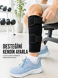 Sporcu Baldırlığı Ayarlanabilir Bantlı Baldır Destek Aparatı Siyah
