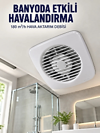 Dekoratif Havalandırma Aspiratörü 120 mm 180 m³/h Duvar ve Tavan Montajlı