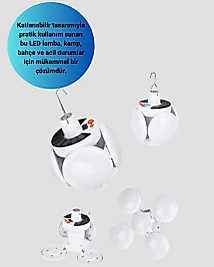 Solar ve USB Şarjlı Su Geçirmez Katlanabilir LED Lamba