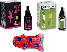 CAAS PİNK LADY BAYAN DAMLA 30 ML + CANTHARİS D9 BAYAN DAMLA 30 ML + ERKEKLERE ÖZEL 6’LI HEDİYE