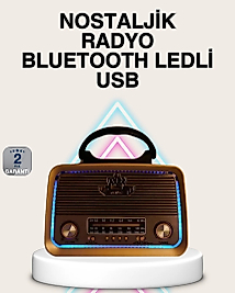 Ahşap Nostaljik Radyo Bluetooth USB SD Kart Destekli