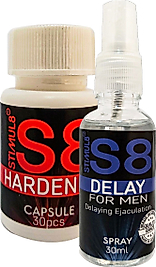 STIMUL8 (S8) 30 ML DELAYSPREY + ERKEK 3O PCS EKSTRA ERKEK DESTEK CAPS
