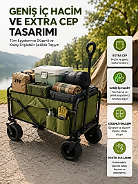 Geniş İç Hacimli Fren Sistemli Katlanabilir Kamp ve Piknik Arabası