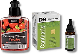 CAAS ÇİLEK AROMALI ISITICILI CİNSEL MASAJ YAĞI 100 ML + CANTHARİS D9 KADINLARA ÖZEL DAMLA