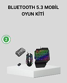 5in1 Mobil Oyun Kiti Bluetooth 5.3 Mini RGB Klavye Mouse Dönüştürücü Seti