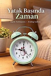 Desenli Kadranlı Analog Masa Saati Alarm Özellikli