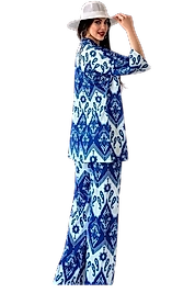 Alt Üst Takım Kimono- Desenli-Mavi