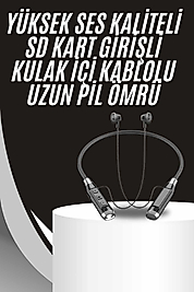 Boyun Bantlı Kulak İçi Kablolu Yüksek Ses Kaliteli Bluetooth Kulaklık
