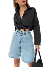 Rahat Kesim Denim Şort Çift Cepli