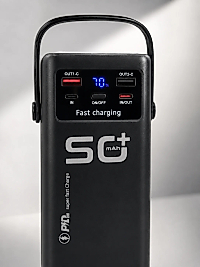 50.000 mAh Powerbank Hızlı Şarj 4 Dahili Kablolu Dijital Göstergeli LED Aydınlatmalı Taşınabilir Şarj Cihazı