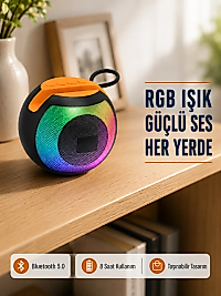 RGB Işıklı Bluetooth Hoparlör – 360° Stereo Ses ve 8 Saat Çalma Süresi