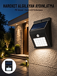 Bahçe Aydınlatması Güneş Enerjili Led Işık Lamba Sensörlü Dekoratif Yeni Nesil