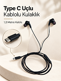 Mikrofonlu ve Kumandalı Kulak İçi Kulaklık Type C Girişli