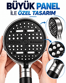 Çok Fonksiyonlu Filtreli Duş Başlığı Büyük Panel Siyah Model