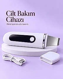 USB Şarjlı Metal Spatula Uçlu Beyaz Yüz ve Cilt Bakım Cihazı