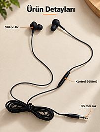 Müzik ve Görüşme İçin Mikrofonlu Siyah Kulaklık