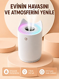 Hava Nemlendirici Buhar Makinesi Aromaterapi LED Işıklı Oda Nemlendirici