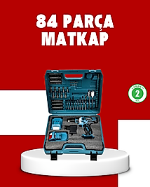 Şarjlı Matkap Seti Çift Akülü Zengin Uçlu ve Çantalı