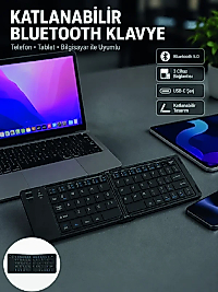 Katlanabilir Bluetooth Klavye 3 Cihaz Bağlantılı Kablosuz Taşınabilir Klavye