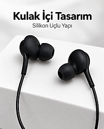 Siyah Tasarımlı Jak Girişli Kablolu Kulak İçi Kulaklık