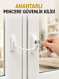 Pencere Güvenlik Kilidi Kablolu Çocuk Emniyet Kilidi Anahtarlı Beyaz Pencere Kilidi