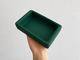 Dikdörtgen Model Beton Kedi Köpek Mama ve Su Kabı 18 x 10,5 x 4,5 cm - Yeşil