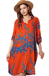 Desenli Elbise - TURUNCU