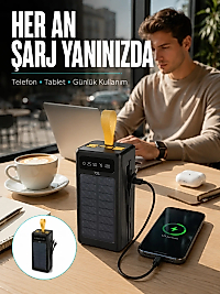 Kamp ve Outdoor Kullanıma Uygun Güneş Panelli Powerbank Yeni Nesil