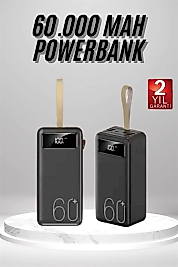 Powerbank 60.000 Mah Taşınabilir Şarj Hızlı El Fenerli Dijital Göstergeli
