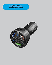 55W PD ve Quick Charge 3.0 Destekli Polygold Araç Şarj Adaptörü