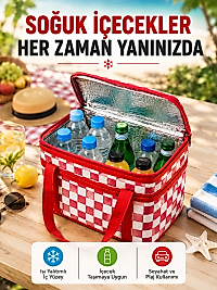 Alüminyum Folyo İç Yüzeyli Termos Çanta Kamp Plaj Market ve Piknik Çantası