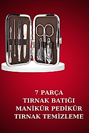 Manikür Pedikür Seti 7 Parça Tırnak Makası Kaş Makası Cımbız Çantalı