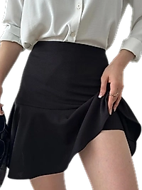 Volanlı  Etek - SİYAH