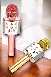 Kablosuz Bluetooth Karaoke Mikrofon USB ve AUX Girişli, Yüksek Ses Kalitesi