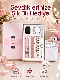 3 Kordonlu Dokunmatik Ekran Akıllı Saat ve 2.Nesil Kablosuz Bluetooth Kulaklık ANC/ENC