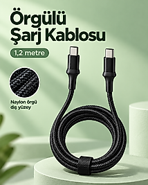 Type C to Type C LED Işıklı Şarj Kablosu 1,2 Metre
