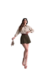 Kemerli Kapak Detaylı  Etek - HAKİ