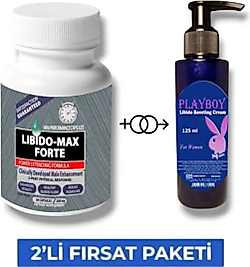 LİBİDO MAX FORTE ERKEKLERE ÖZEL BÖLGE DESTEKLEYİCİ 30'LU + PLAYBOY LİBİDO ARTTIRICI KREM 125 ML