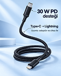 PD Hızlı Şarj Destekli LED Göstergeli Lightning Kablo