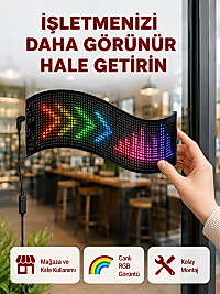 RGB Renkli LED Ekran Tabela USB Bağlantılı ve Kayan Yazı Destekli