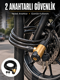 Motosiklet, Bisiklet ve Elektrikli Scooter İçin Ağır Hizmet Tipi Çelik Halat Kilidi