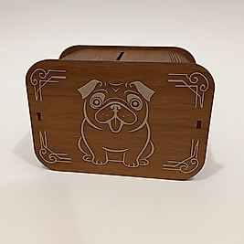 Köpek Kumbara - Ağaç işleme -Ceviz Ağacı-Kahverengi