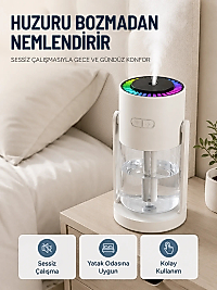 Taşınabilir Hava Nemlendirici LED Işıklı Şeffaf Hazneli Ev Ofis Yatak Odası Nemlendirme Cihazı