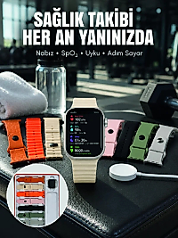 7'li Kordon Setli Akıllı Saat Bluetooth Görüşme Bildirim Destekli Çok Fonksiyonlu Smart Watch