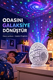 Dinozor Yumurtası Galaksi Projektör Gece Lambası 4'ü 1 Arada – Bluetooth Hoparlörlü